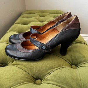 Heels Black Brown Retro Style Comfortable